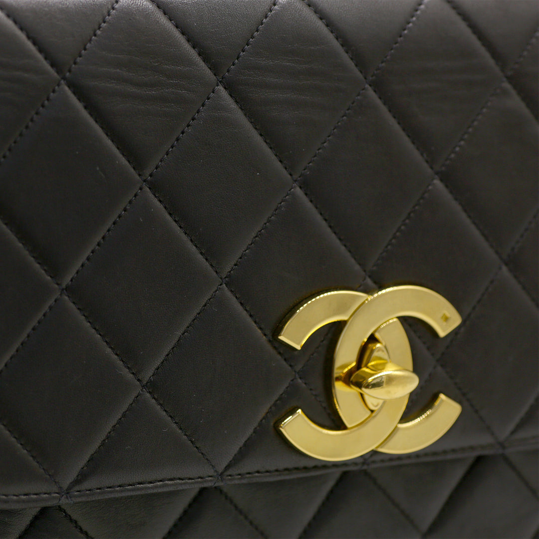 Chanel *Rare* Vintage Square Flap Bag in Black Lambskin with Gold Hardware