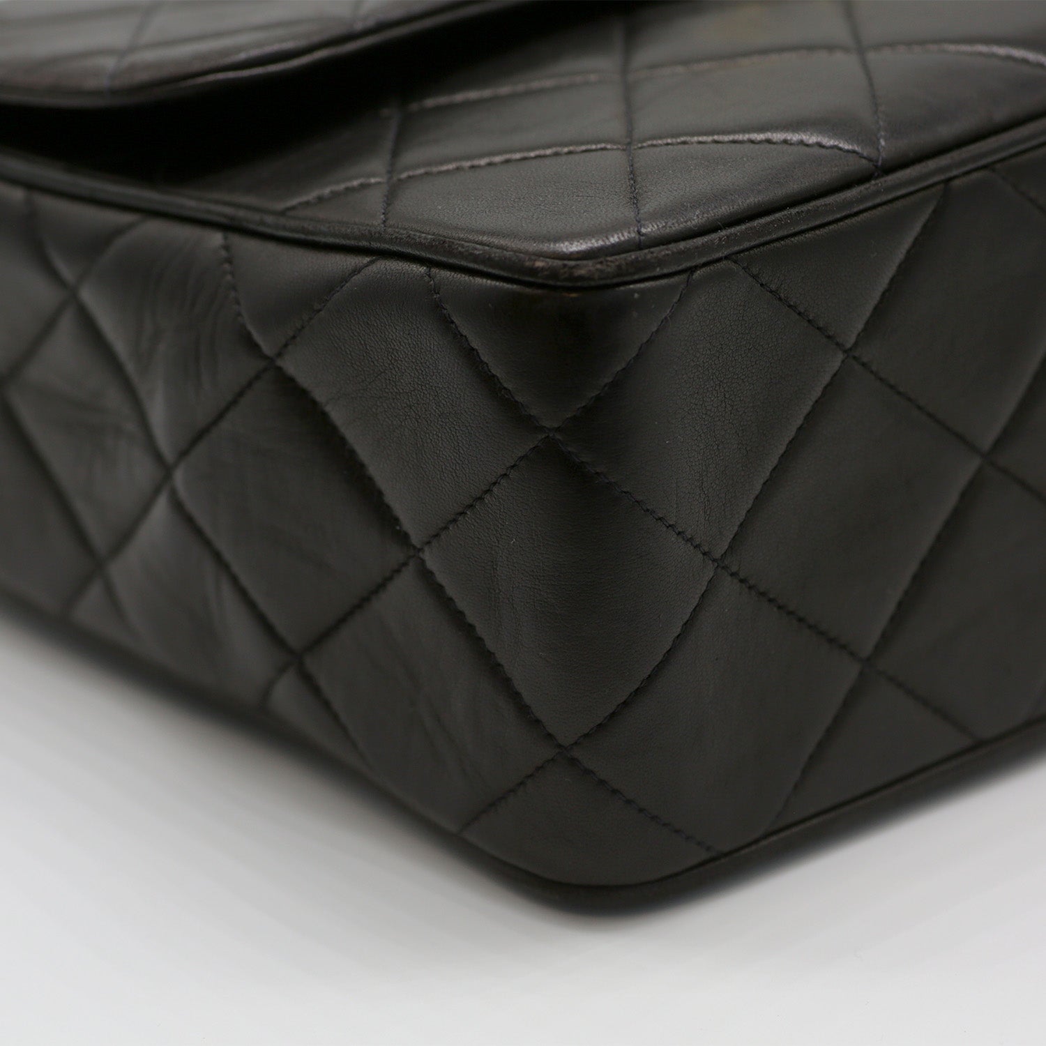CHANEL Classic Flap Mini Square Chain Shoulder Bag Black Caviar Leather Rare