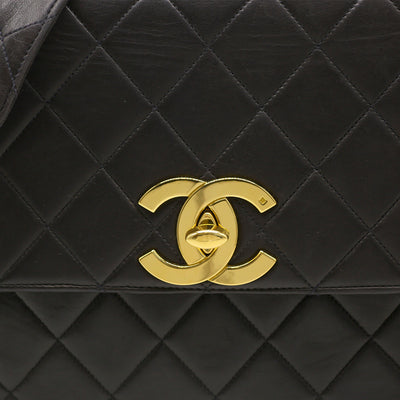 Chanel *Rare* Vintage Square Flap Bag in Black Lambskin with Gold Hardware
