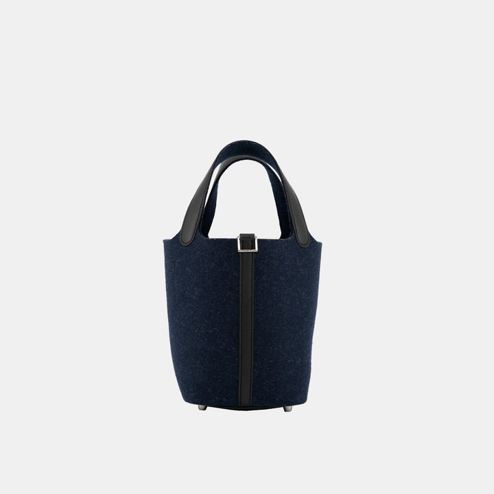 Hermès Picotin Lock 18 PM Tote Bag Felt Swift leather Black Blue