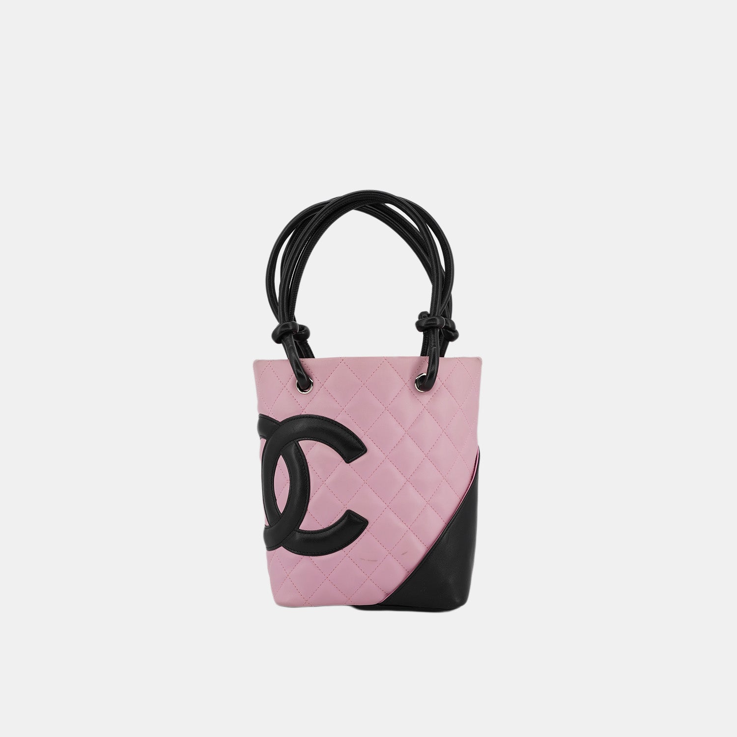 Vintage Chanel Cambon Ligne Tote Bag In Pink And Black CC Logo Small S –  Trésor Vintage