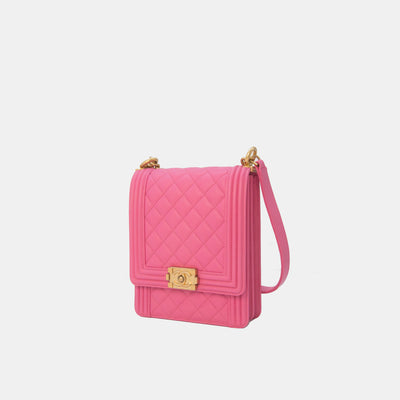 Chanel Boy Pink North South Bag In Gold Hardware