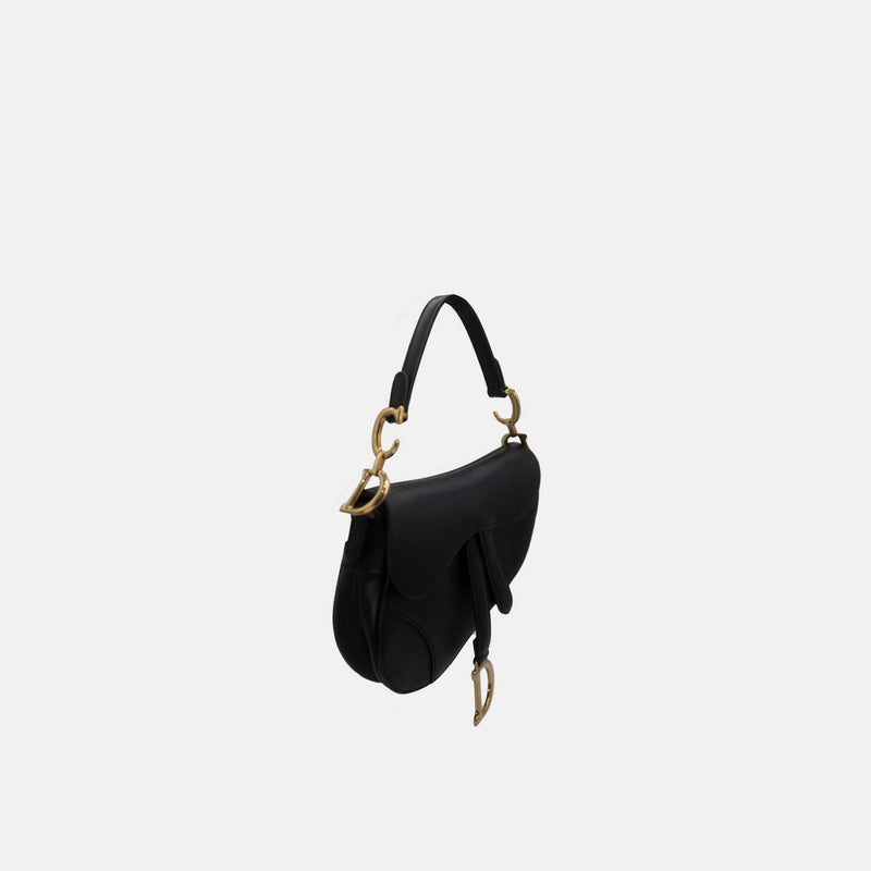 Dior Black Leather Mini Saddle Bag