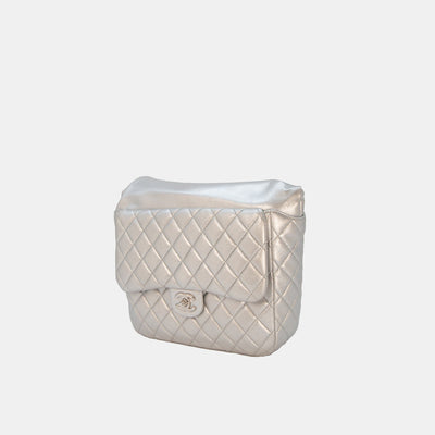 Chanel Metallic Lambskin Quilted In Seoul Backpack Silver