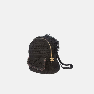 Chanel *Rare Runway Pieces* Black Crochet Cayo Coco Backpack