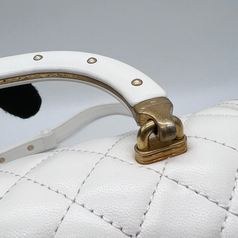 Chanel Boy Studded Handle Bag In White Size Old Medium