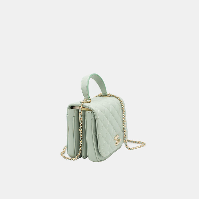 Chanel *Rare* Lambskin Citizen Chic Mini Flap Bag In Light Green