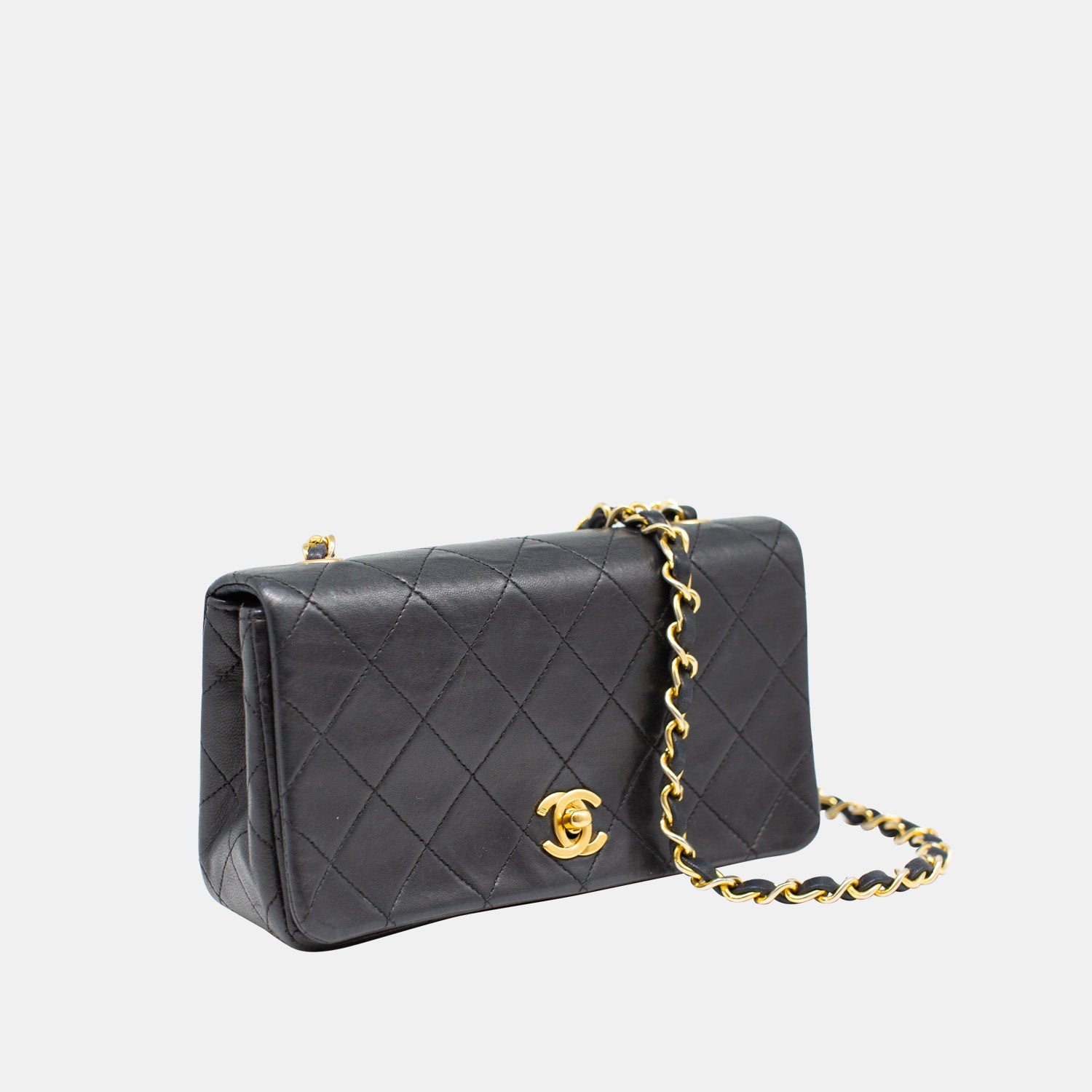 Chanel Vintage *Rare* Classic Rectangular Mini Full Flap Bag In Black GHW