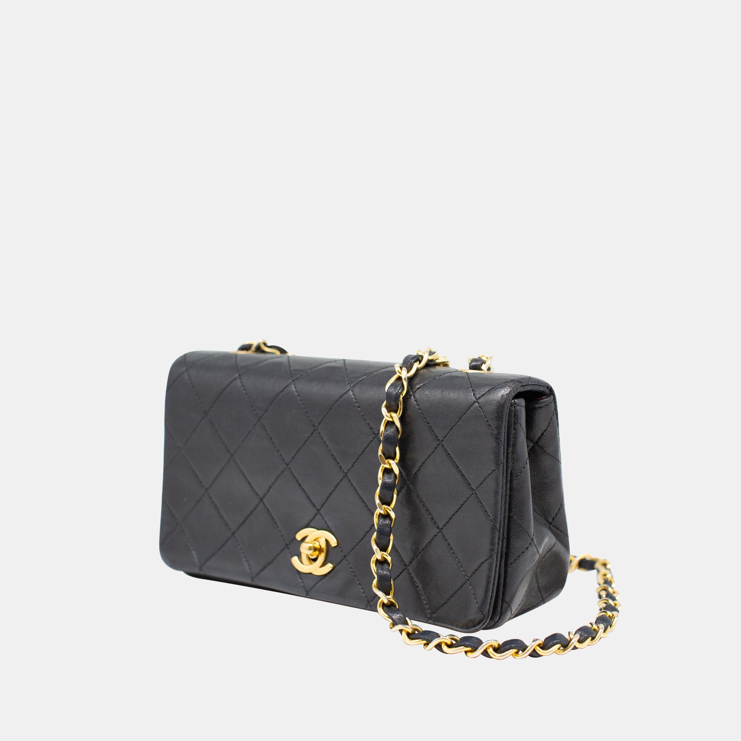 Chanel Vintage 3 Way Full Flap Bag Quilted Lambskin Mini Black