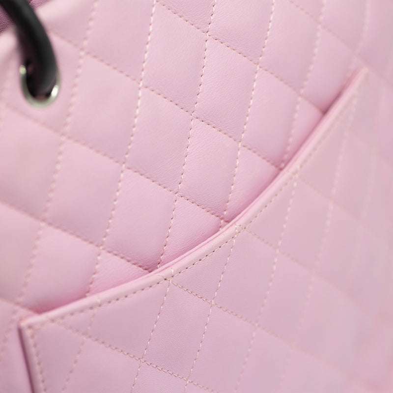 CHANEL Cambon large bag in pink smooth quilted lamb leather - VALOIS VINTAGE  PARIS