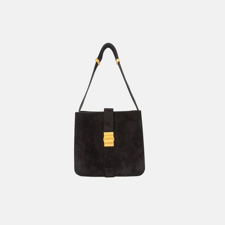 Bottega Veneta Black Marie Suede Leather Shoulder Bag