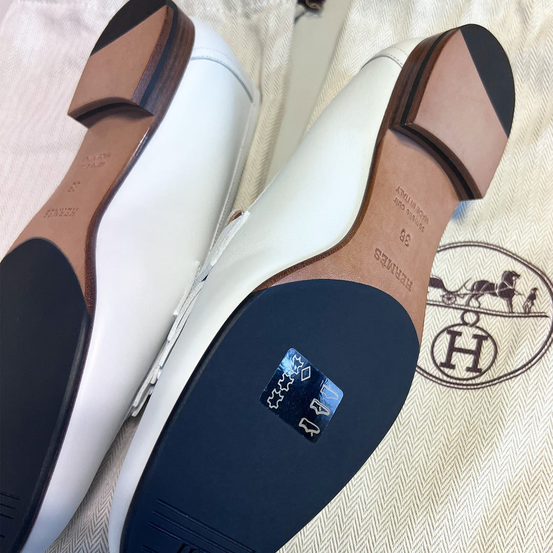 Hermès Royal Loafer White with Rose Gold Hardware Size 36