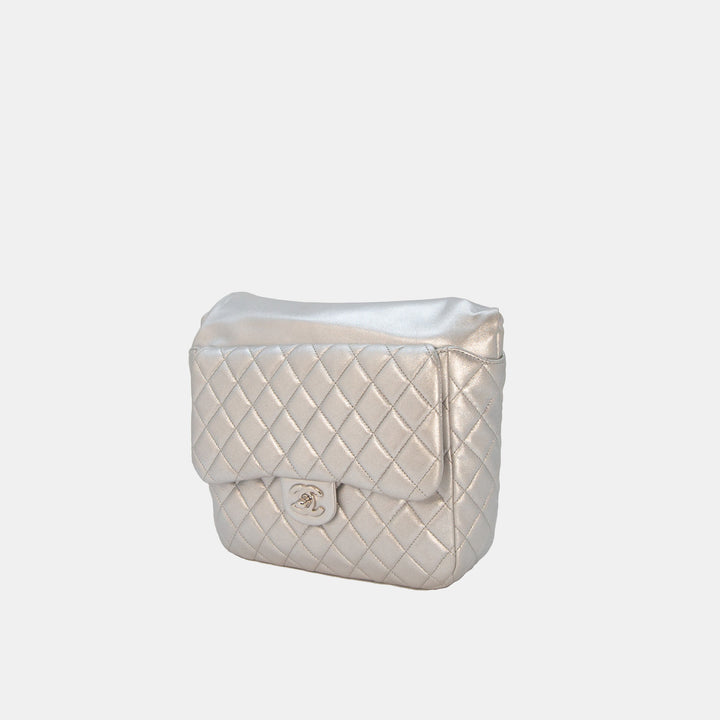 Chanel 2015 Metallic Lambskin Quilted In Seoul Backpack with Silver Hardware