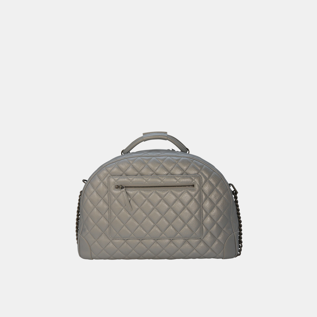 Chanel 2016-2017 Quilted Calfskin Medium Airlines Round Trip Bowling Bag with Dark Sliver Hardware