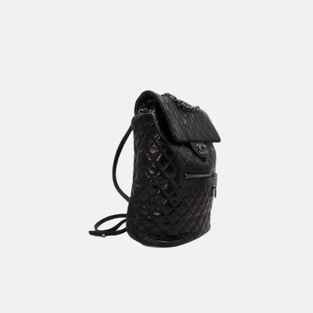 Chanel 2016 Calfskin Quilted Paris-Salzburg Mountain Backpack in Black with Dark Sliver Hardware