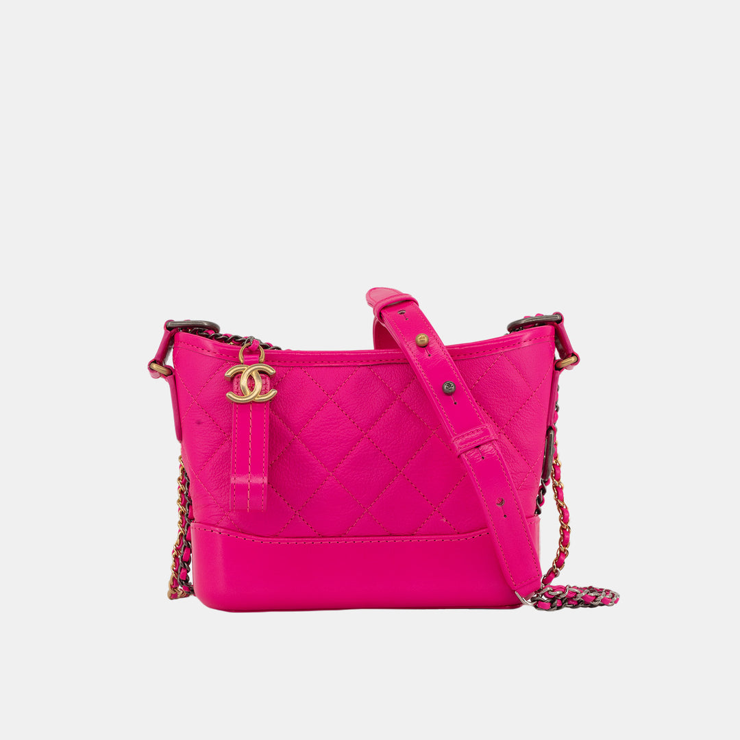 Chanel 2019 Calfskin Quilted Small Gabrielle in Fluorescent Pink with Mixed Hardware