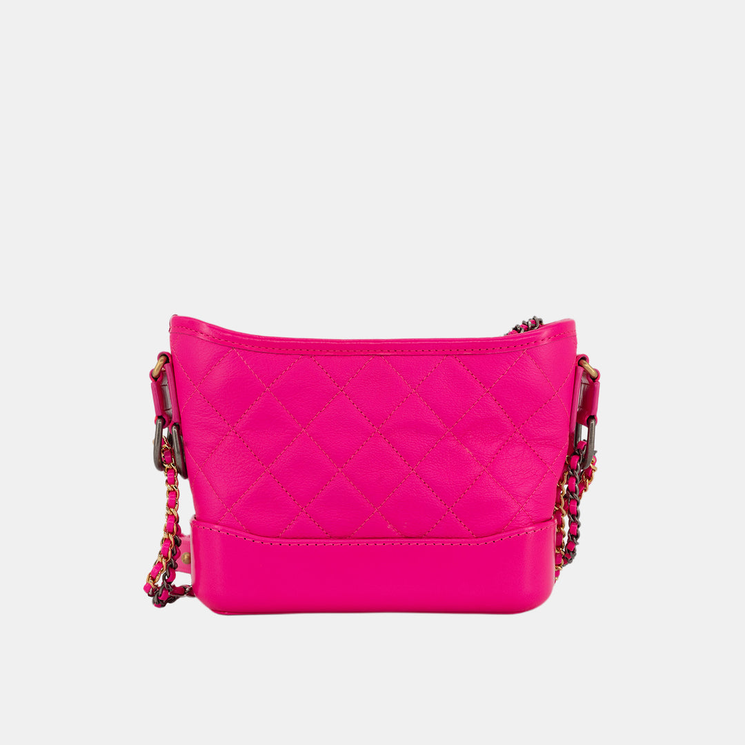 Chanel 2019 Calfskin Quilted Small Gabrielle in Fluorescent Pink with Mixed Hardware