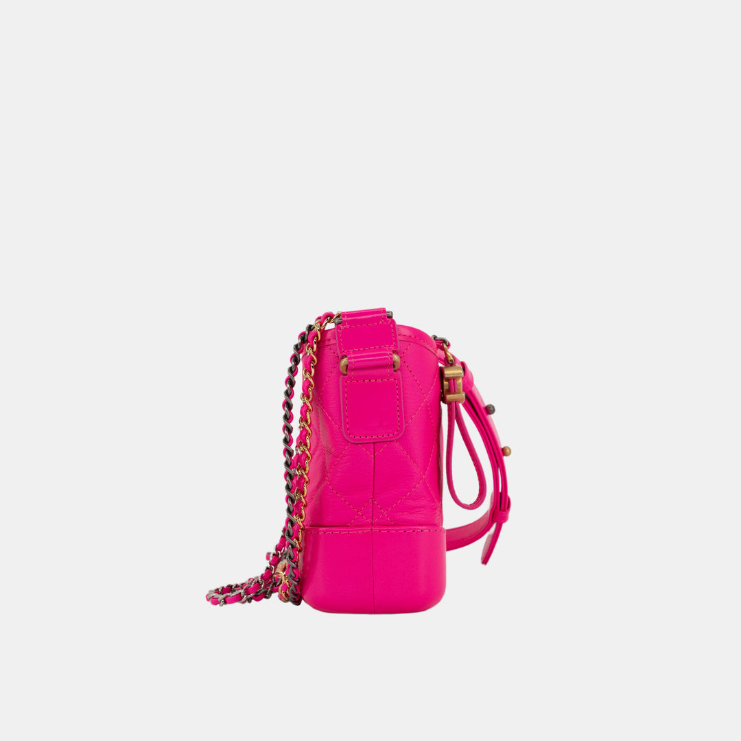 Chanel 2019 Calfskin Quilted Small Gabrielle in Fluorescent Pink with Mixed Hardware