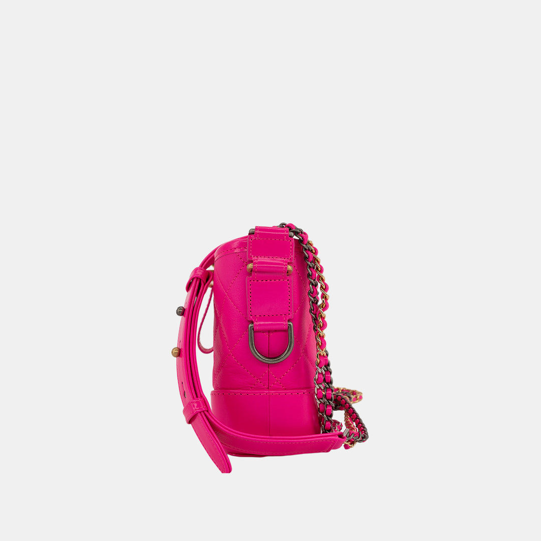 Chanel 2019 Calfskin Quilted Small Gabrielle in Fluorescent Pink with Mixed Hardware