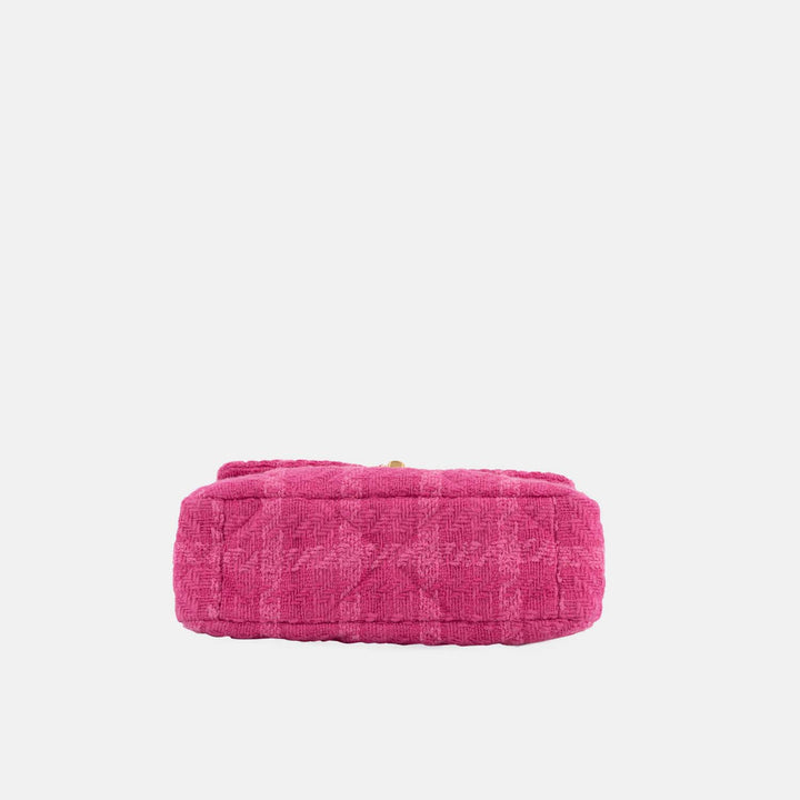 Chanel 2019 Tweed Quilted Medium 19 Flap Bag in Pink with Mixed Hardware