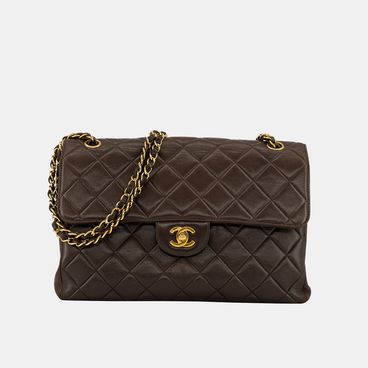 Chanel *Rare* Vintage Two-Face Double Sided Classic Flap Bag in Brown with Gold Hardware