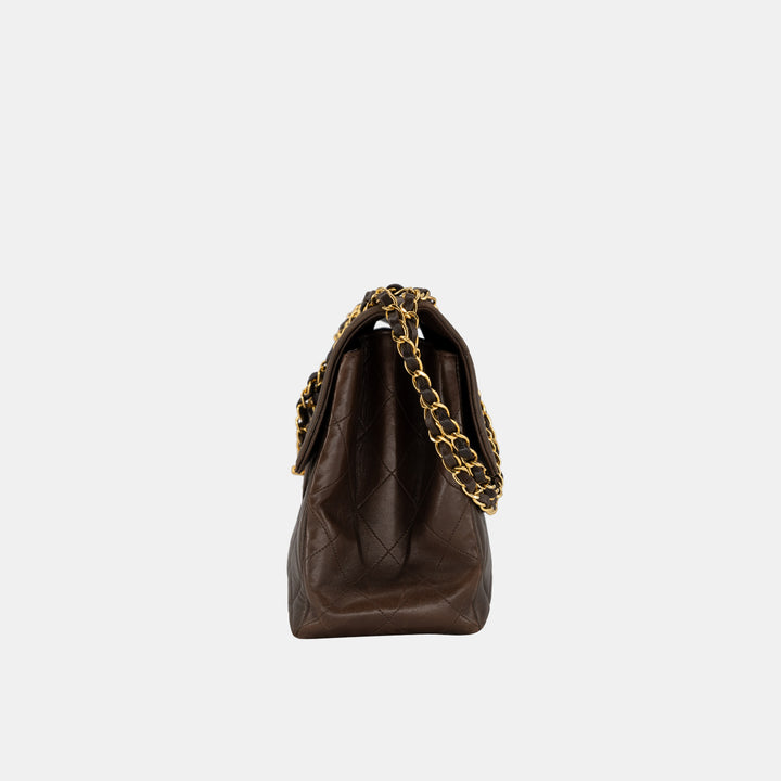 Chanel *Rare* Vintage Two-Face Double Sided Classic Flap Bag in Brown with Gold Hardware