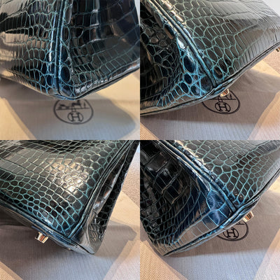 Hermès Vert Fonce Green Porosus Crocodile Leather Birkin 30