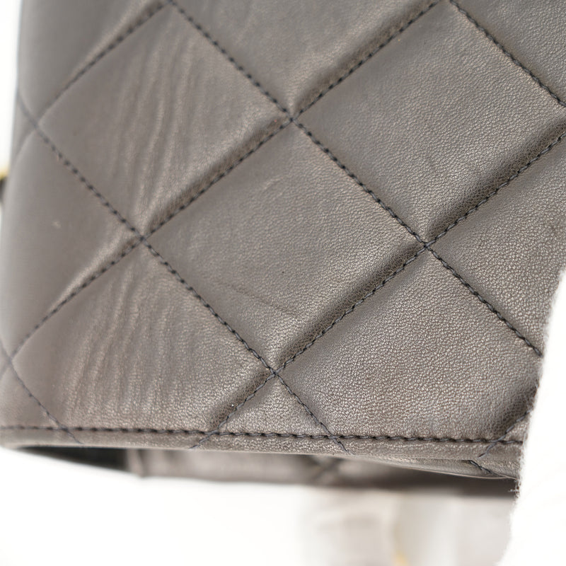 Chanel *Rare* Vintage Square Flap Bag in Black Lambskin with Gold Hardware