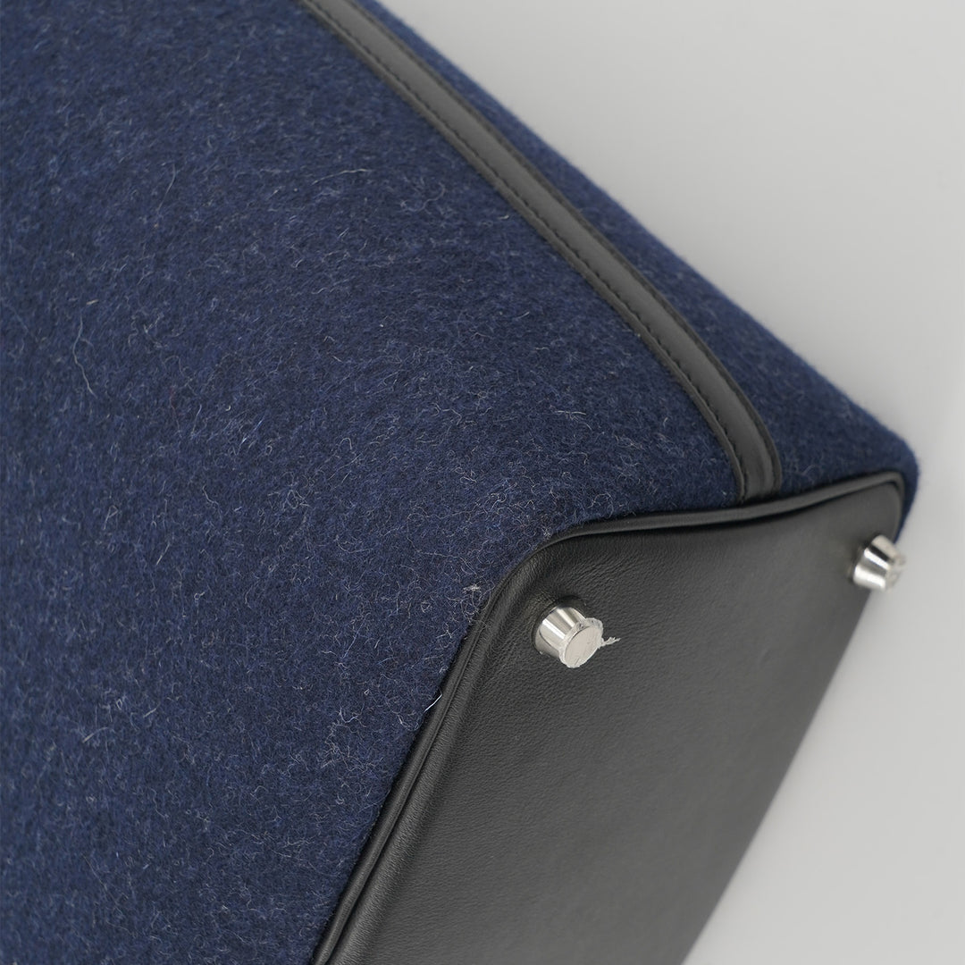 Hermès Picotin Lock 18 PM Tote Bag Felt Swift leather Black Blue