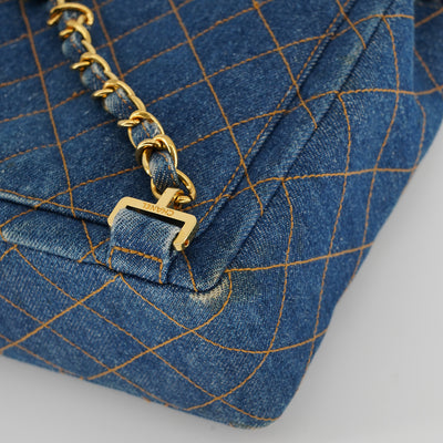 Chanel Rare Vintage Chanel Denim Blue Flap Backpack