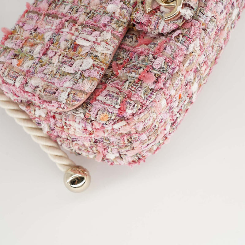 CHANEL 19S Pink Tweed Pearl Handle Medium Flap Bag  Dearluxe