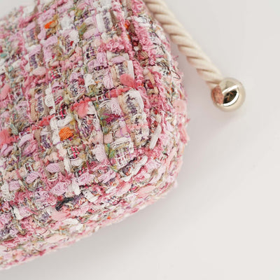 Chanel *Rare Runway* Pink Tweed Fabric & Pearls Classic Single Flap Bag