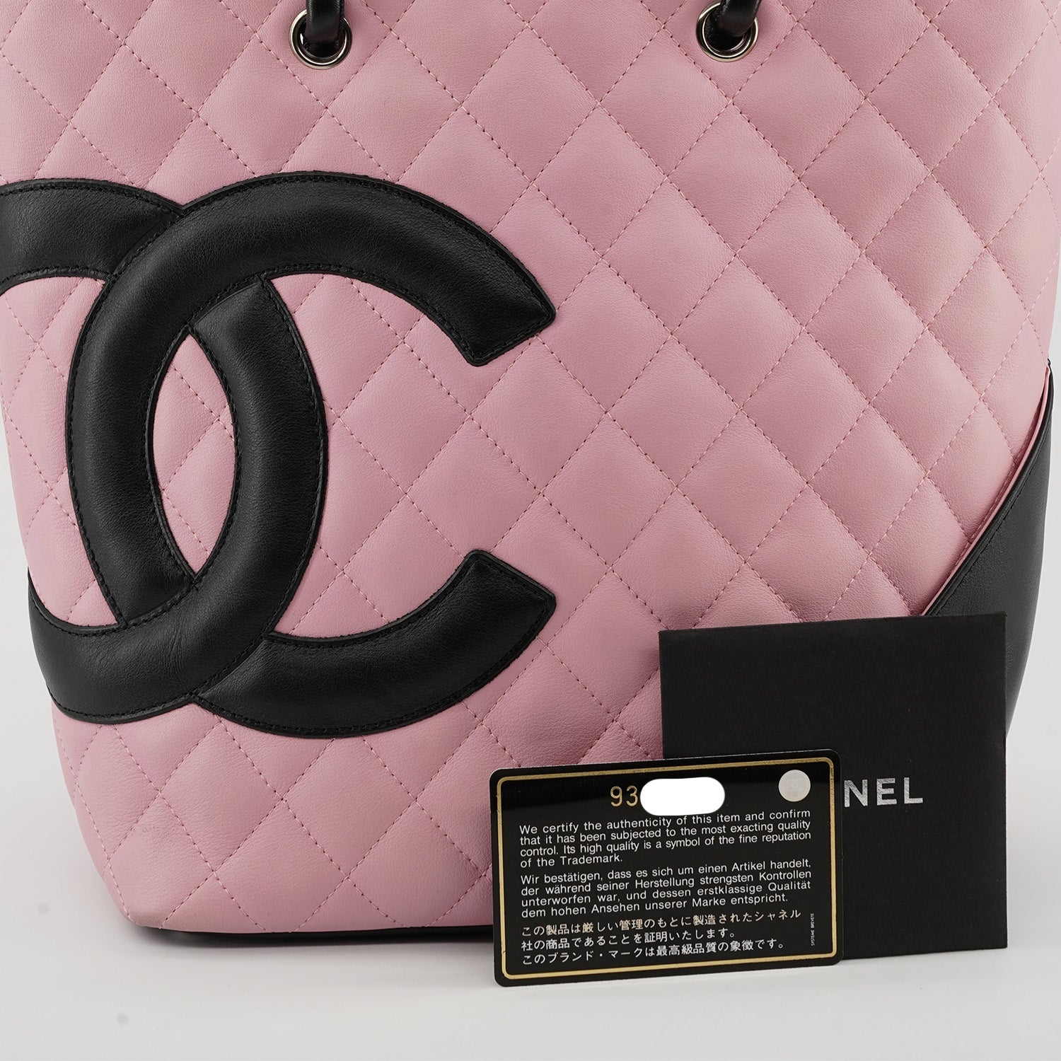 CHANEL Calfskin Quilted Medium Cambon Tote Pink Black 1303048