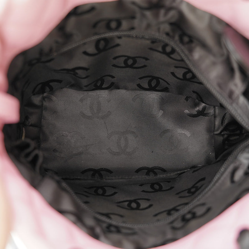 Vintage Chanel Cambon Ligne Tote Bag In Pink And Black CC Logo Medium Size