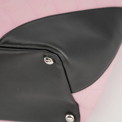 Vintage Chanel Cambon Ligne Tote Bag In Pink And Black CC Logo Medium Size