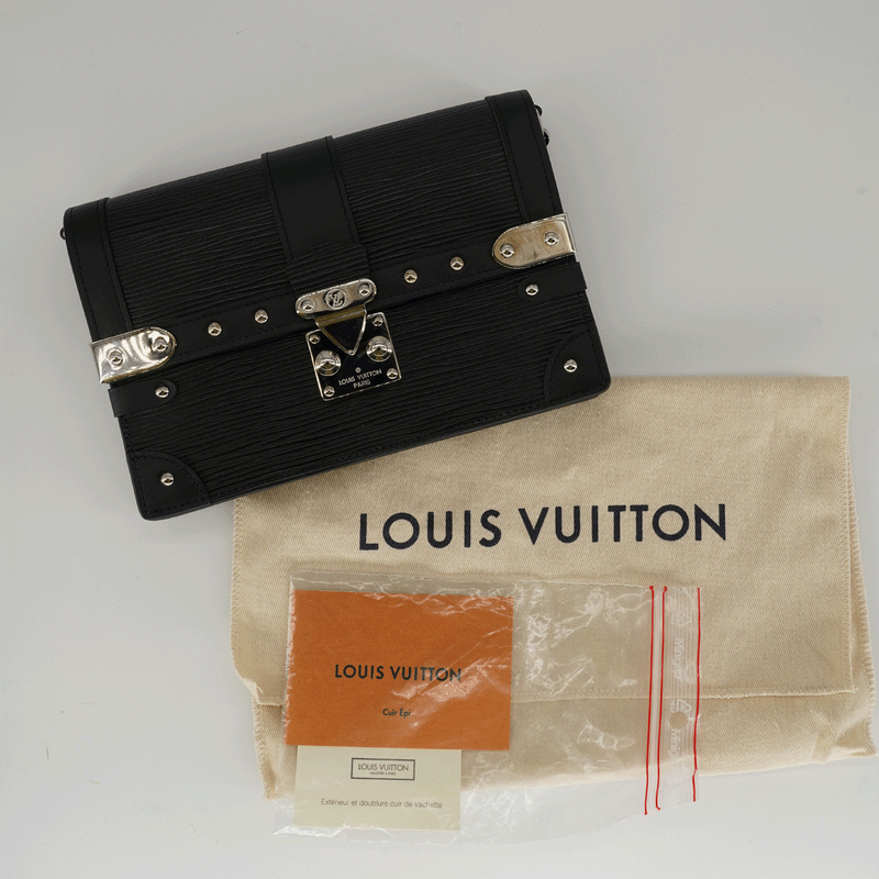 LOUIS VUITTON Trunk Chain Wallet Epi Leather Black Shoulder Bag