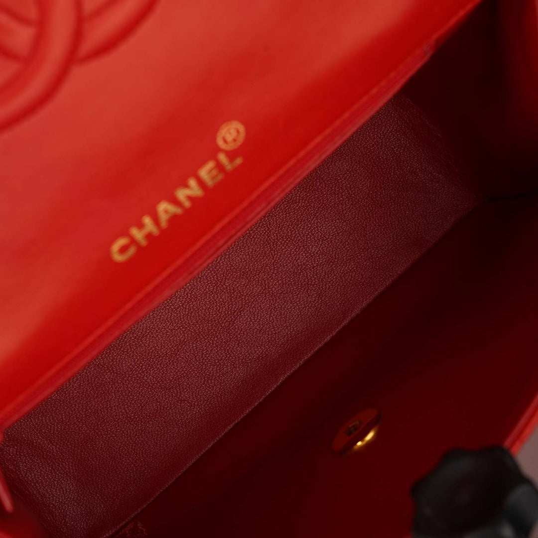 Chanel Rare Vintage Classic Red Mini Square Kelly Bag