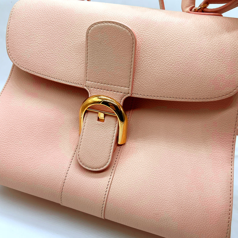 Delvaux Pale Pink MM Brilliant Grained Calfskin Leather Satchel Bag