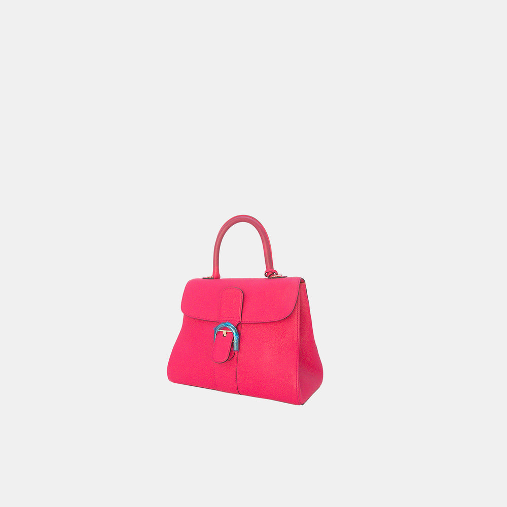 Delvaux Pink MM Brilliant Grained Calfskin Leather Satchel Bag