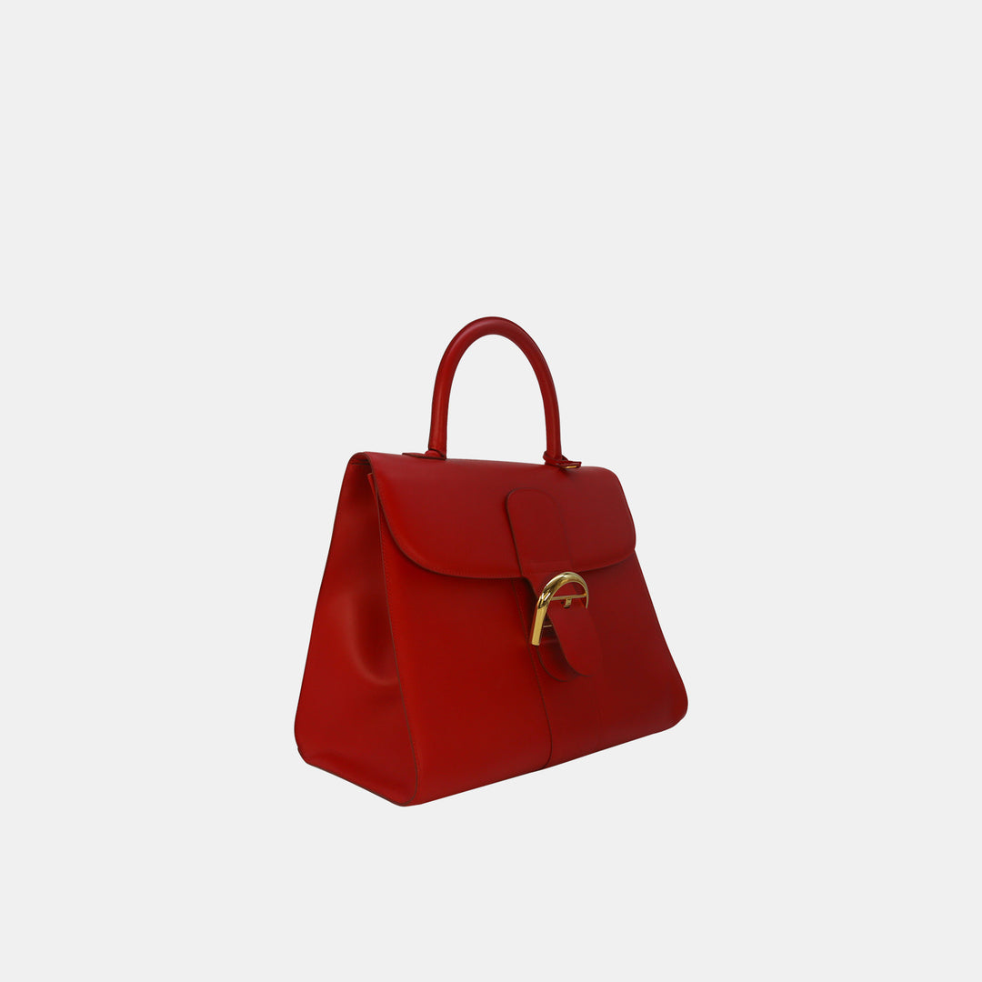 Delvaux Red Brillant GM Box Calfskin Leather Bag Gold Hardware