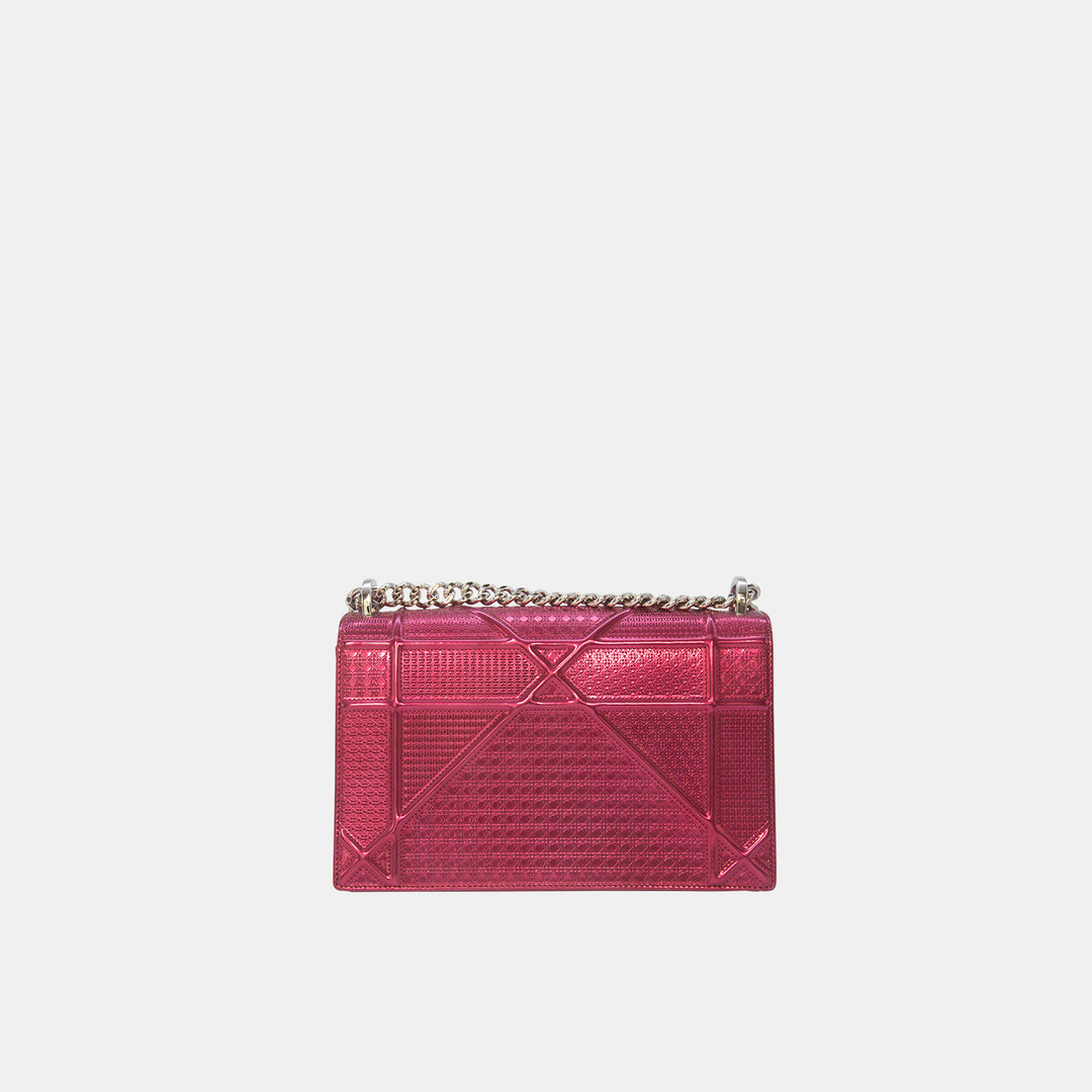 Dior Pink Metallic Perforated Leather Medium Diorama Bag