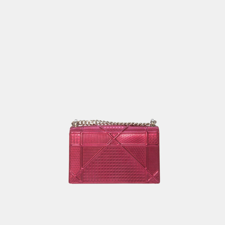 Dior Pink Metallic Perforated Leather Medium Diorama Bag