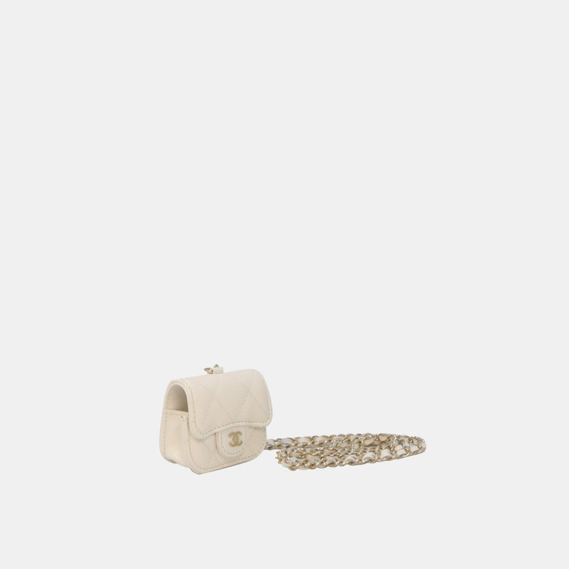 Chanel Caviar Quilted Airpods Case In White