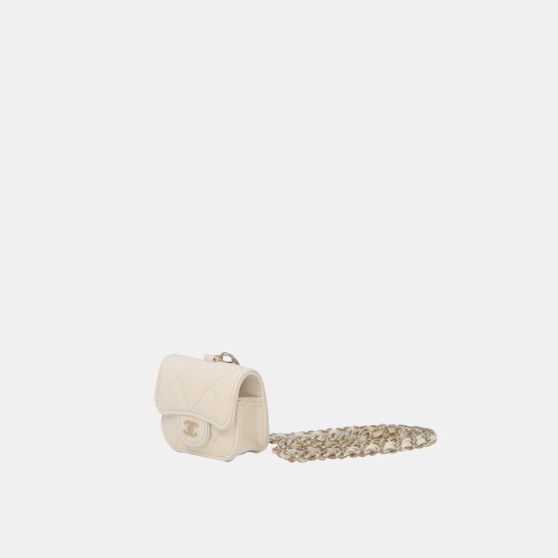 Chanel Caviar Quilted Airpods Case In White