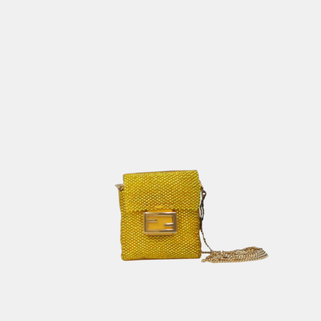Fendi Pico Baguette bag with yellow beads.