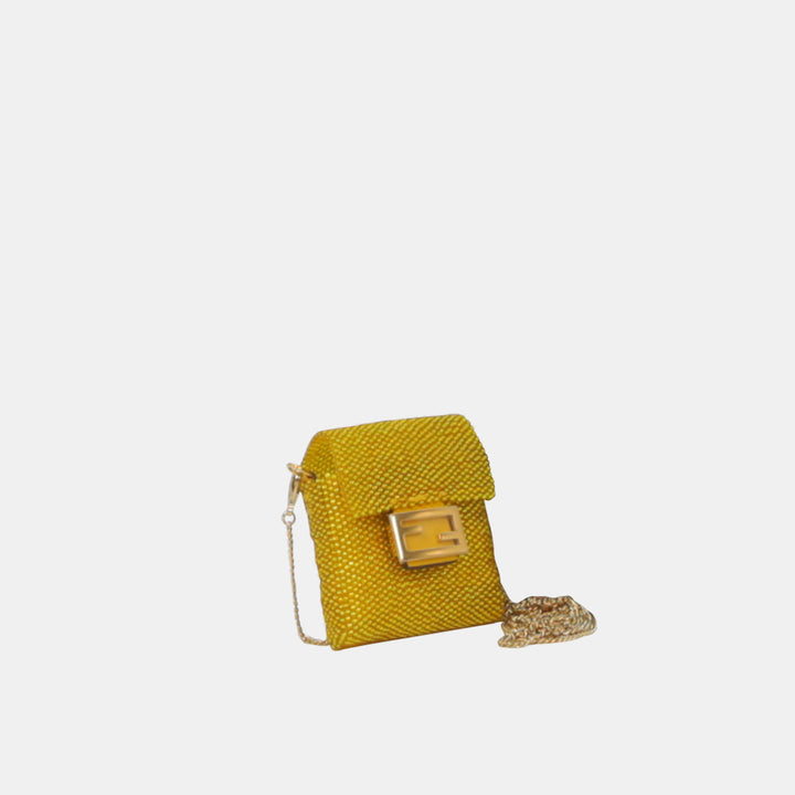 This bag features a magnetic closure with the signature Fendi logo hardware. 