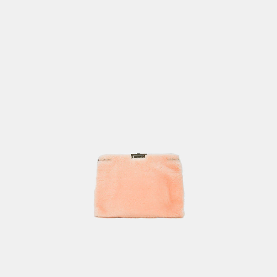 Fendi Pink Peekaboo Fur Shearling Clutch Bag