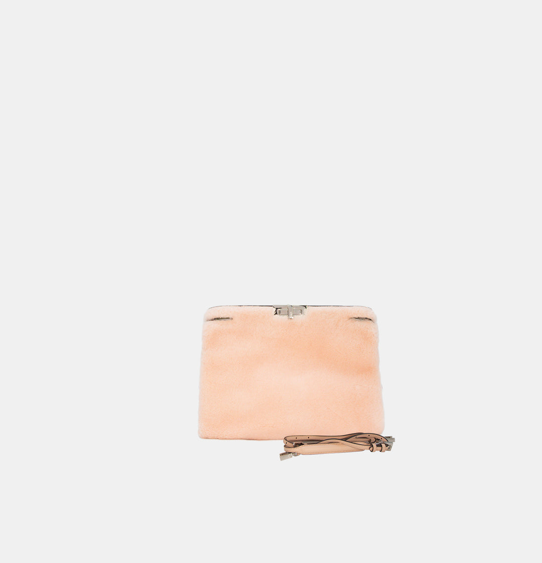 Fendi Pink Peekaboo Fur Shearling Clutch Bag