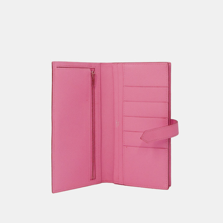 Hermès Bearn Pink Wallet Silver Hardware