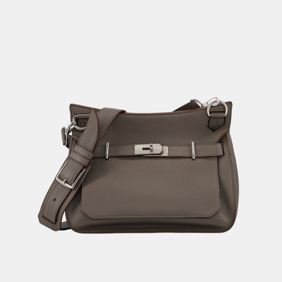 Hermès Etoupe Togo Jypsière 28 Crossbody Bag with Silver Hardware